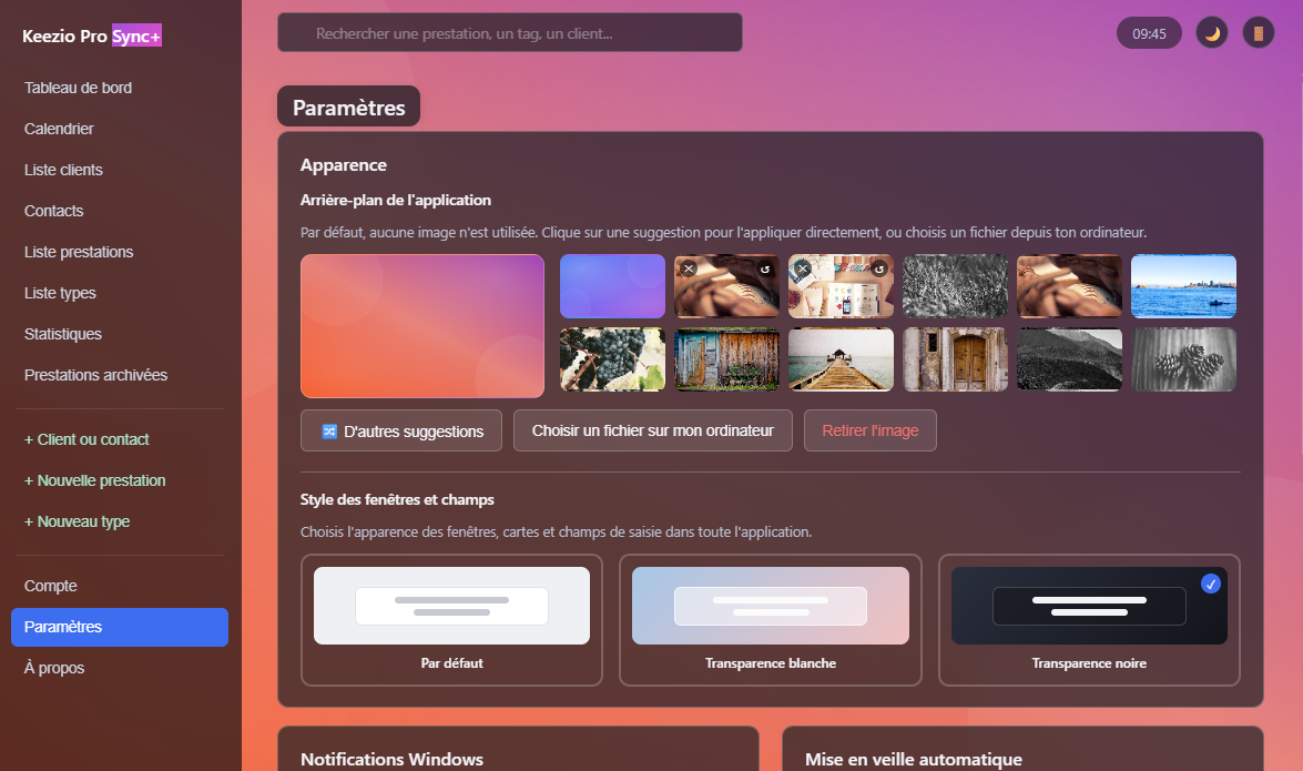 Personnalisation de l'apparence
